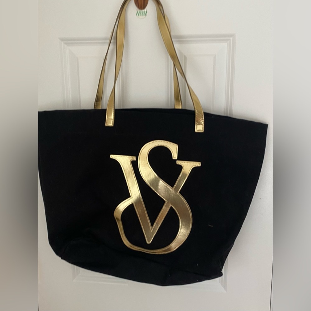 Victoria Secret Black & Gold Large Tote Bag